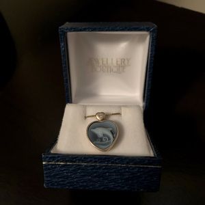 Dolphin pendant with heart necklace